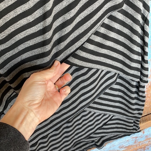 Market & Spruce Brentwood Tiered Black & Gray Striped Dress - Picture 3 of 7